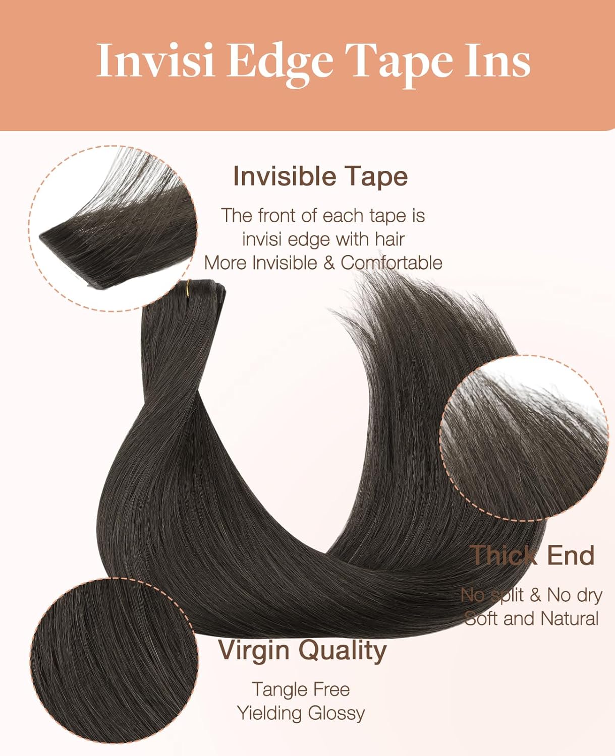 Center Wig Asian Raw Hair #1c Straight Tape In Hair Extensions