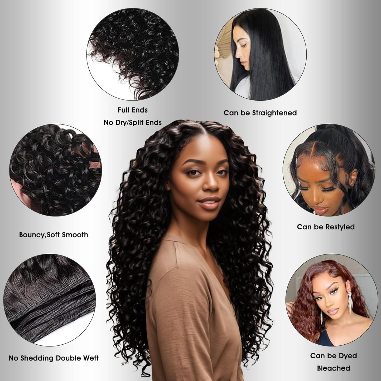 Center Wig Remy Hair 13x4 Deep Wave Frontal