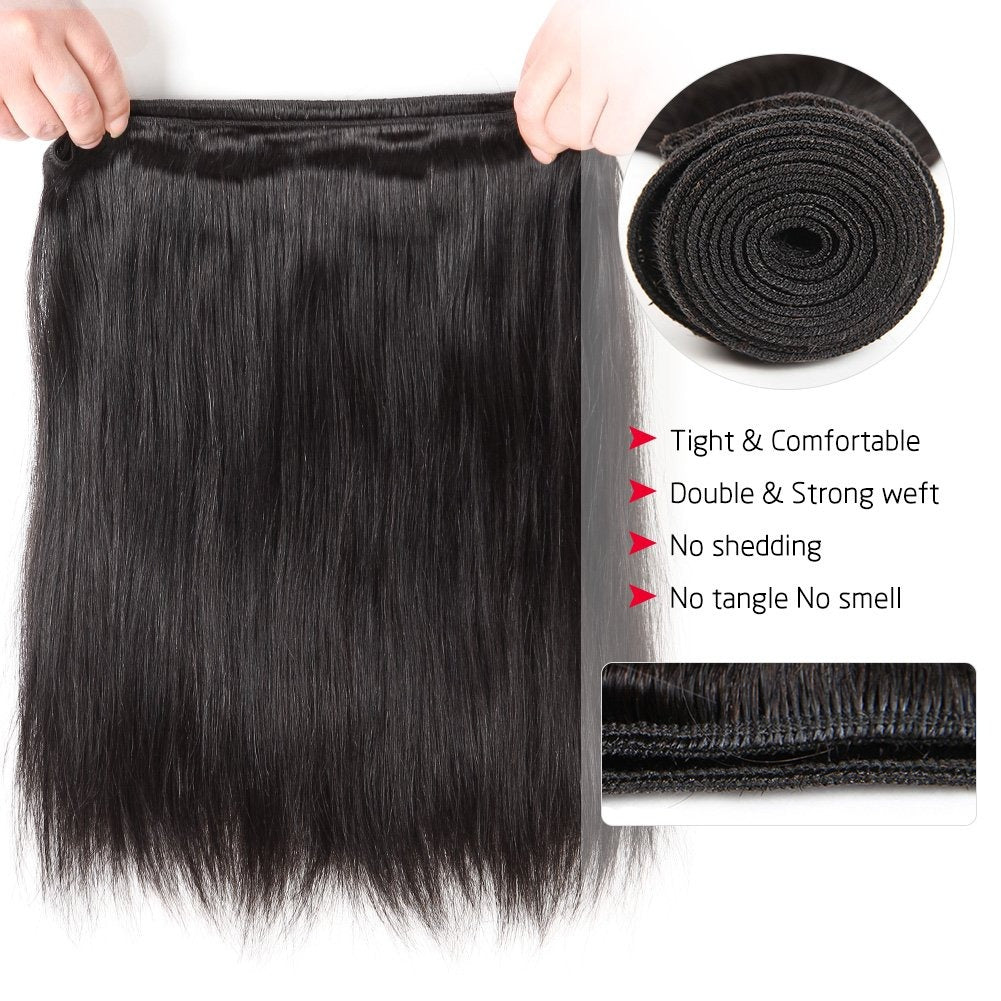 Center Wig Remy Hair Black Straight Bundles Brazilian weaving