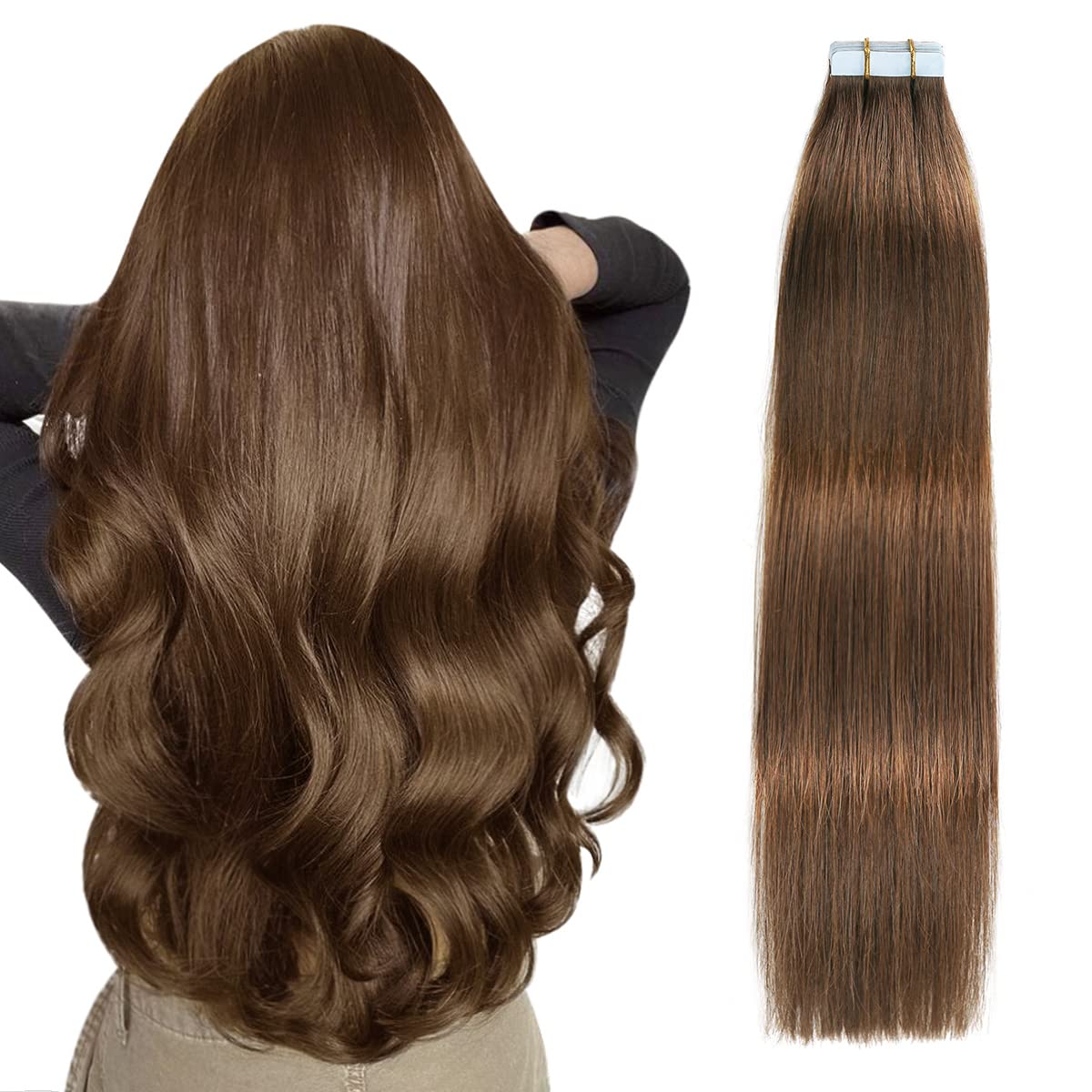 Center Wig Asian Raw Hair #4 Straight Tape In Hair Extensions