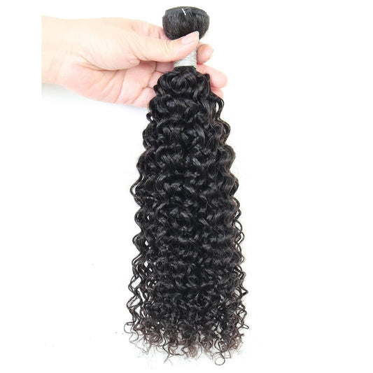 Center Wig Remy Hair Black Jerry Curly Bundles Brazilian weaving