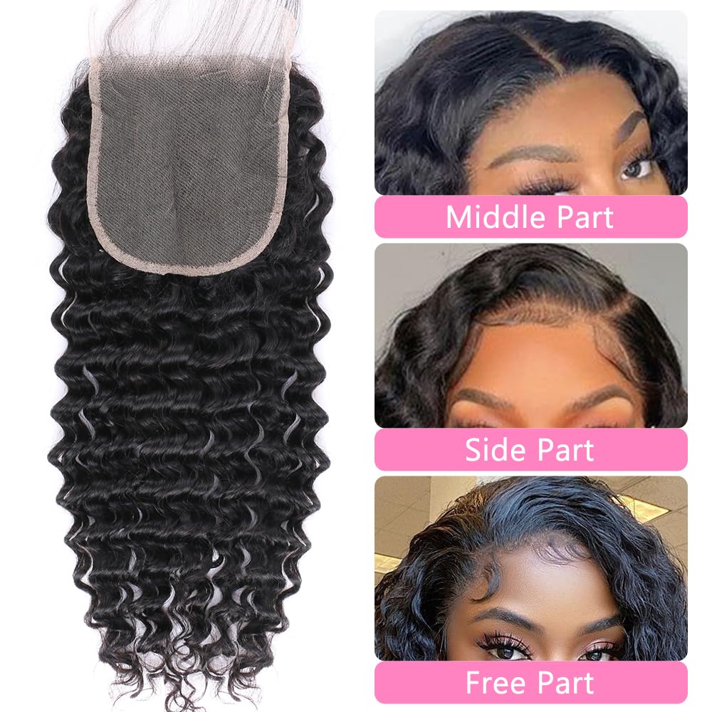 Center Wig Remy Hair 5x5 Deep Wave Closure