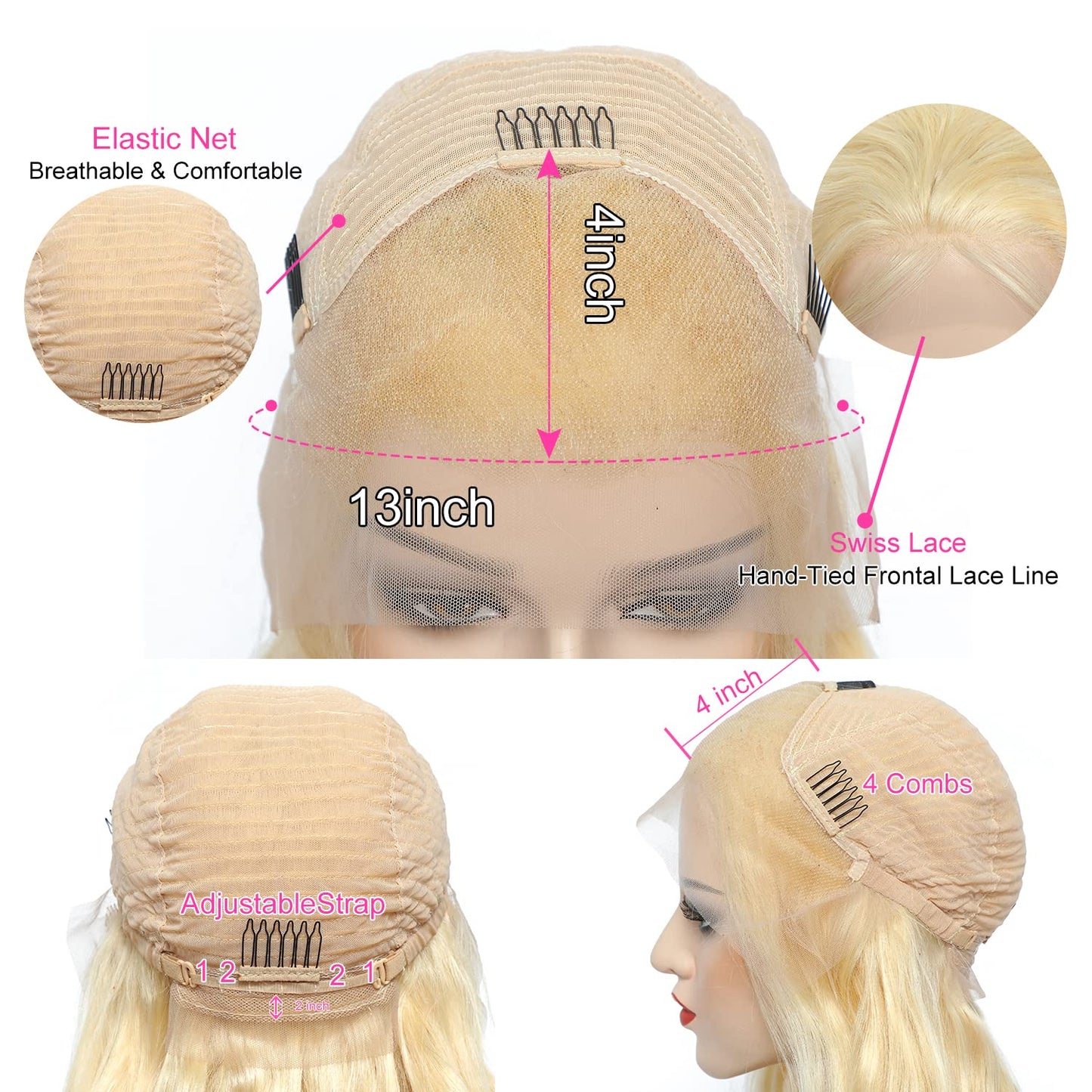 Center Wig 13x4 Straight Lace Front Wig 613 Remy Hair