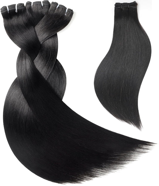 Center Wig Asian Raw Hair Black Straight Bundles