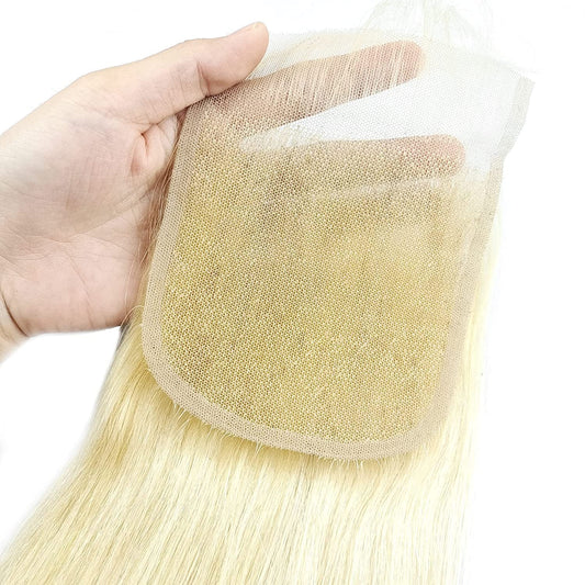 Center Wig Remy Hair 4x4 Straight Closure 613