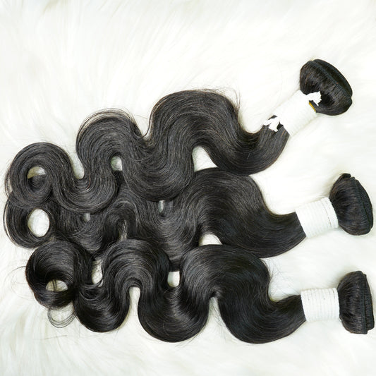 Center Wig Remy Hair Black Body Wave Bundles Brazilian weaving