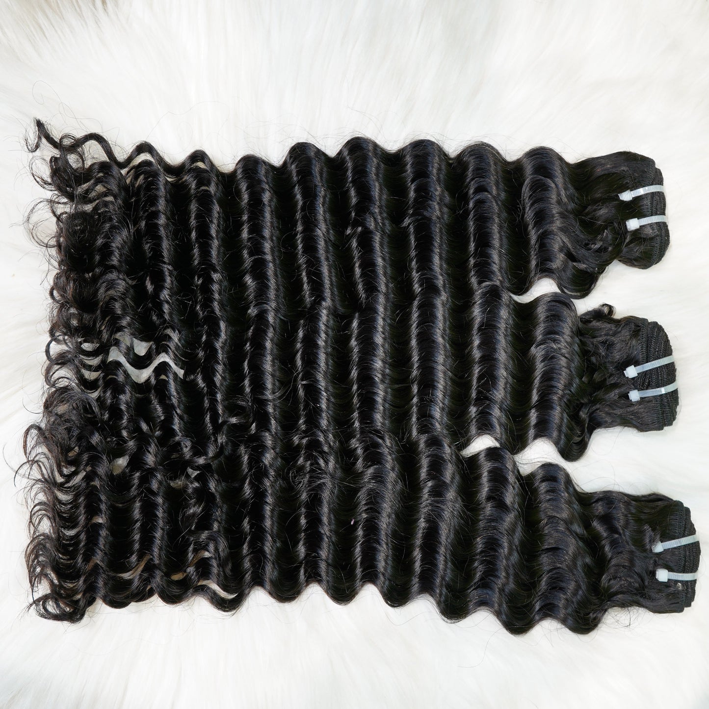 Center Wig Remy Hair Black Deep Wave Bundles Laotian Weaving