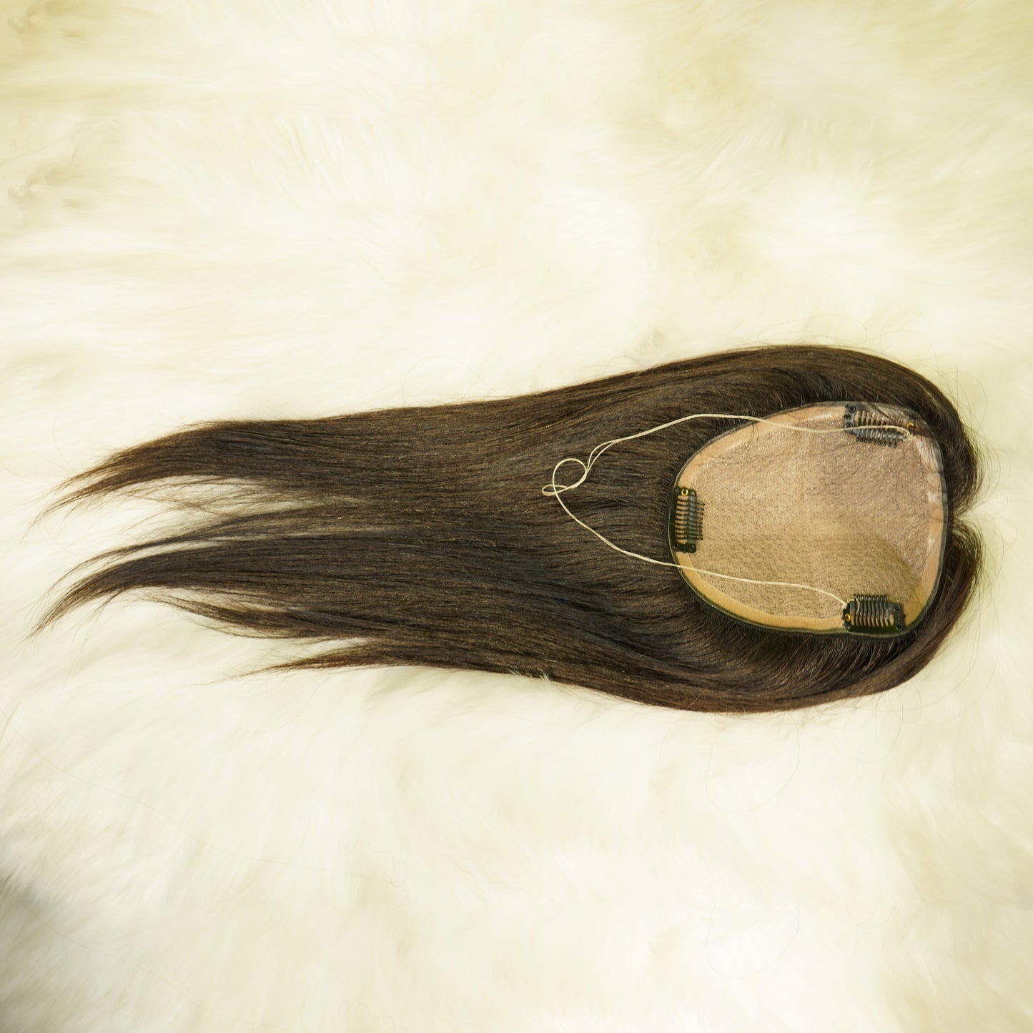 Center Wig Straight Silk Top Human Hair 12 Inch