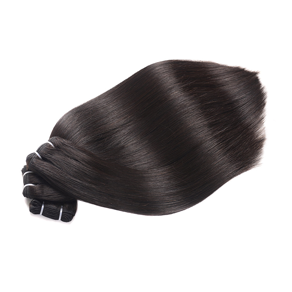 Center Wig Natural Black Asian Double Drawn Straight Hair Bundles