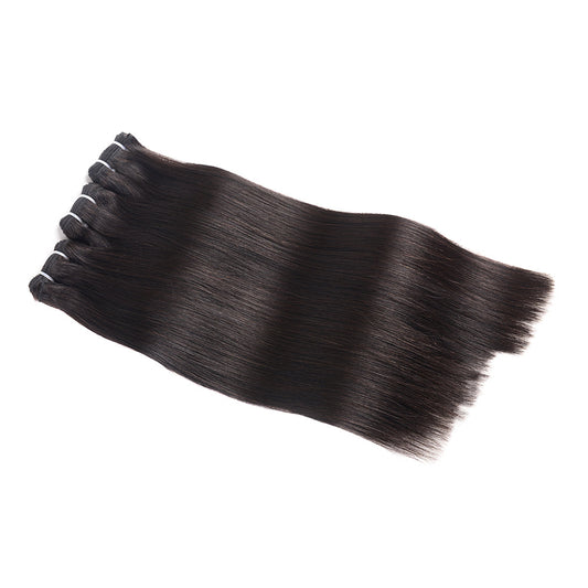 Center Wig Natural Black Asian Double Drawn Straight Hair Bundles