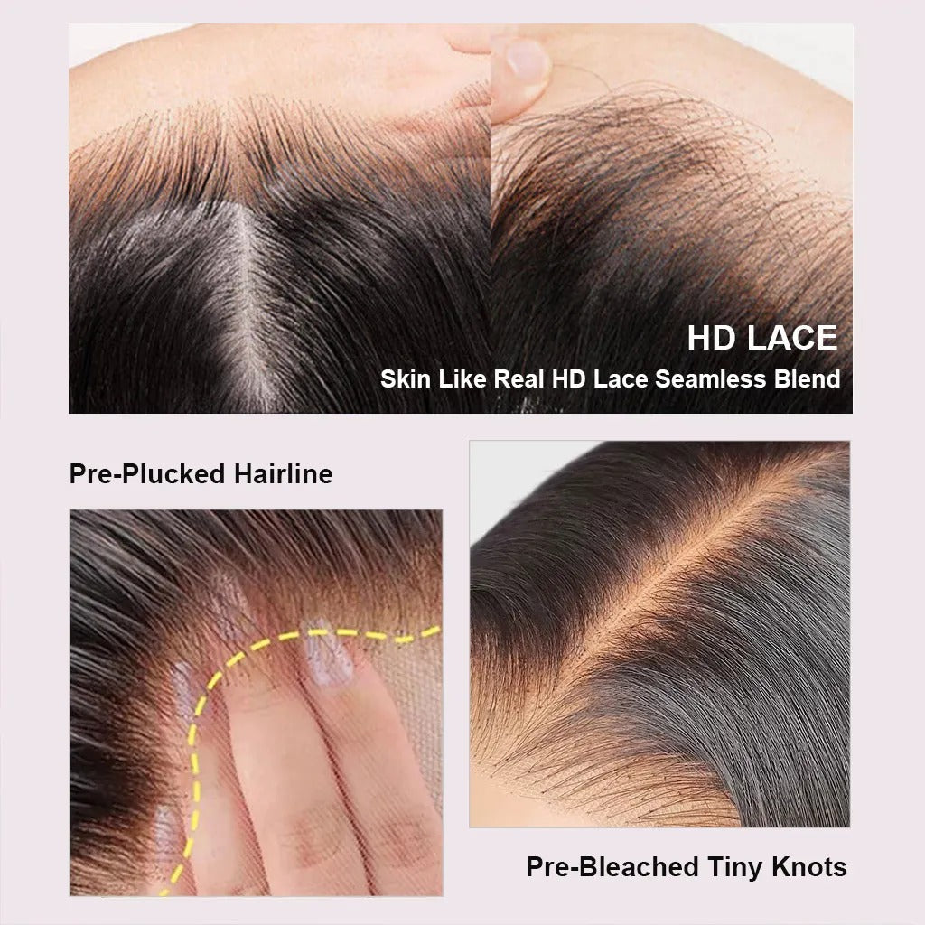 Center Wig Asian Raw Hair 13x6 HD Lace Front Wig Staight Human Hair Wig #613