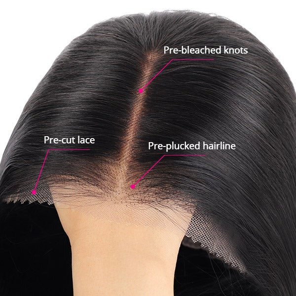 Center Wig Glueless Remy Hair 5x5 Lace Closure Deep Wave Human Hair Wig