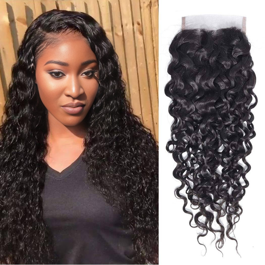Center Wig Remy Hair 4x4 Water Wave Closure