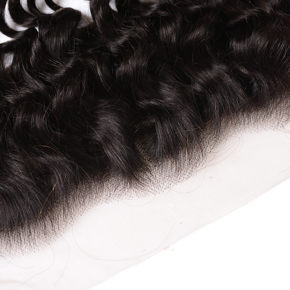 Center Wig Remy Hair 13x4 Deep Wave HD Frontal