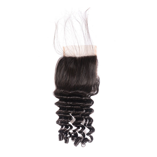 Center Wig Remy Hair 4x4 Deep Wave Closure