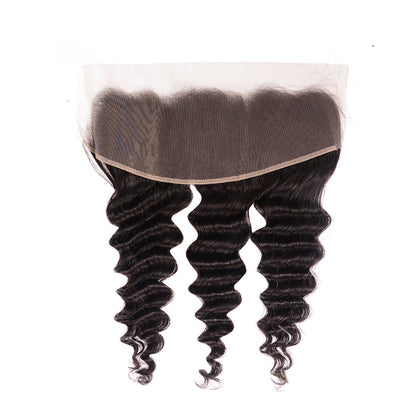 Center Wig Remy Hair 13x4 Deep Wave HD Frontal