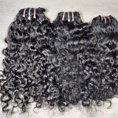 Center Wig Natural Black Single Drawn Indian Hair Bundles