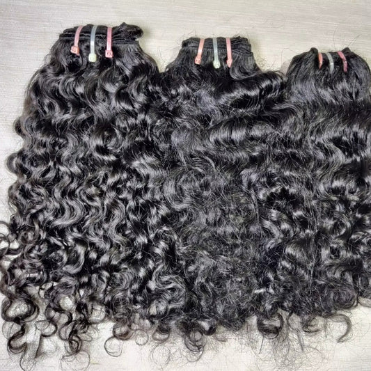 Center Wig Natural Black Single Drawn Indian Hair Bundles
