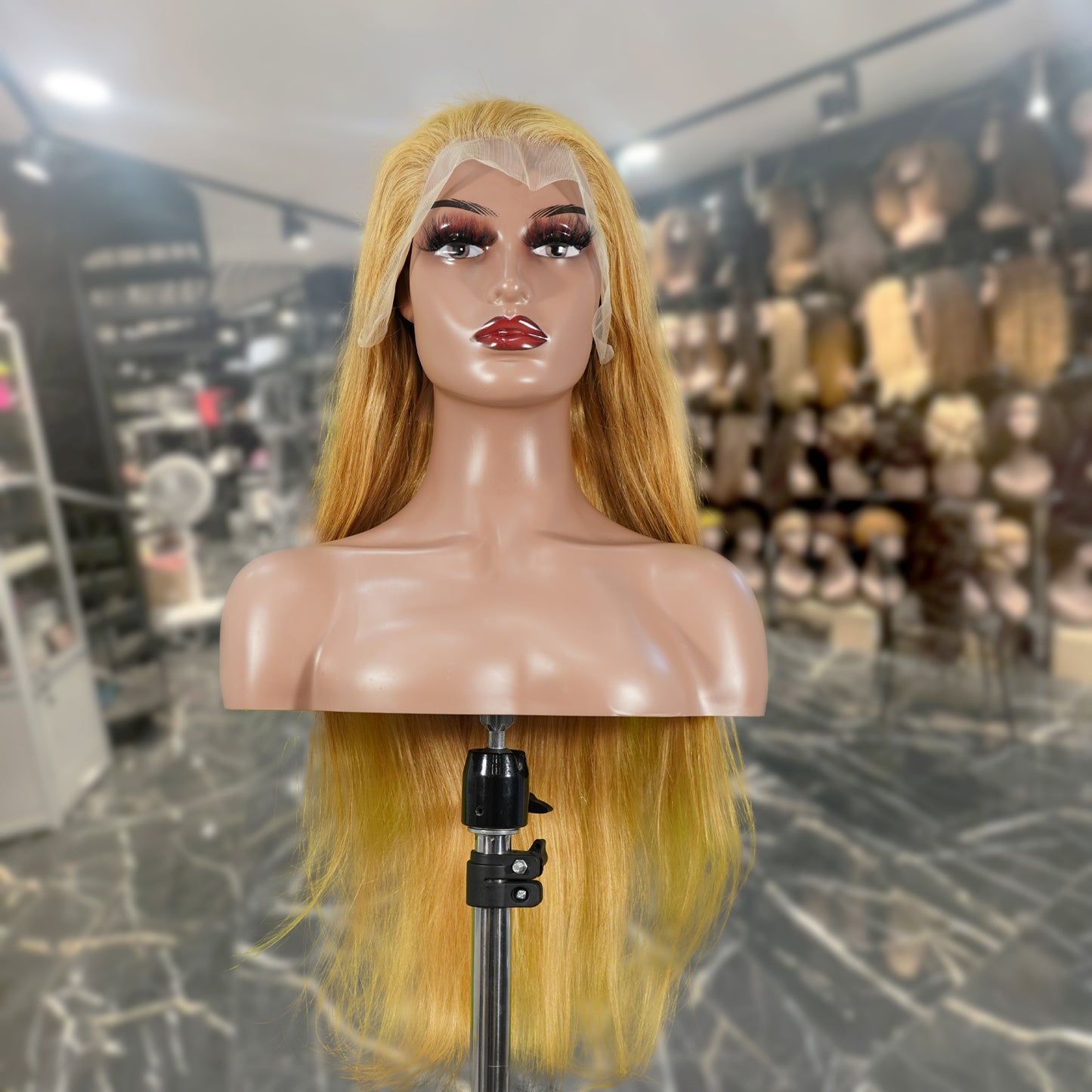 Center Wig 13x4 Straight Lace Front Wig 27 Honey Blonde Remy Hair