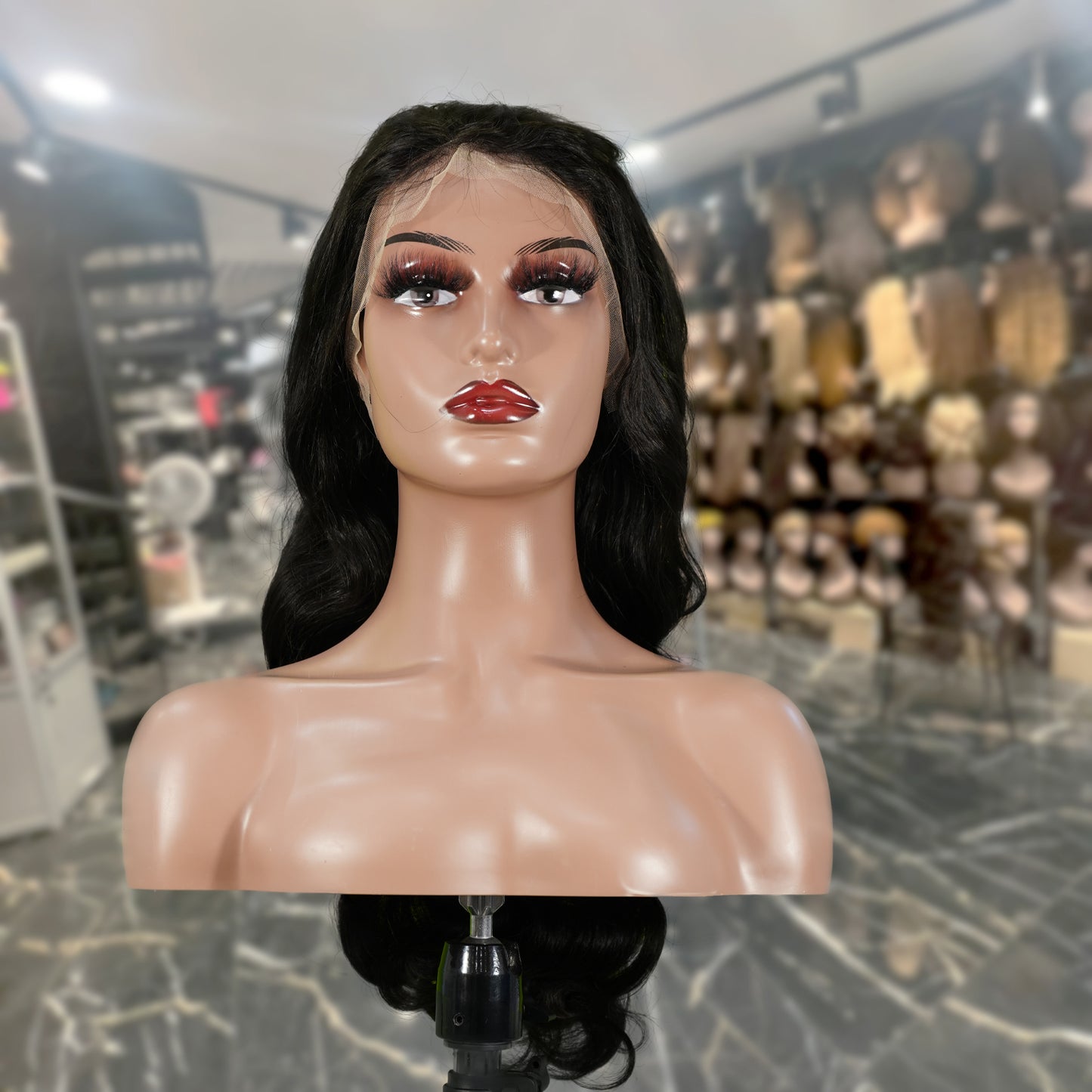 Center Wig 13x4 Body Wave Lace Front Wig Natural Black Remy Hair