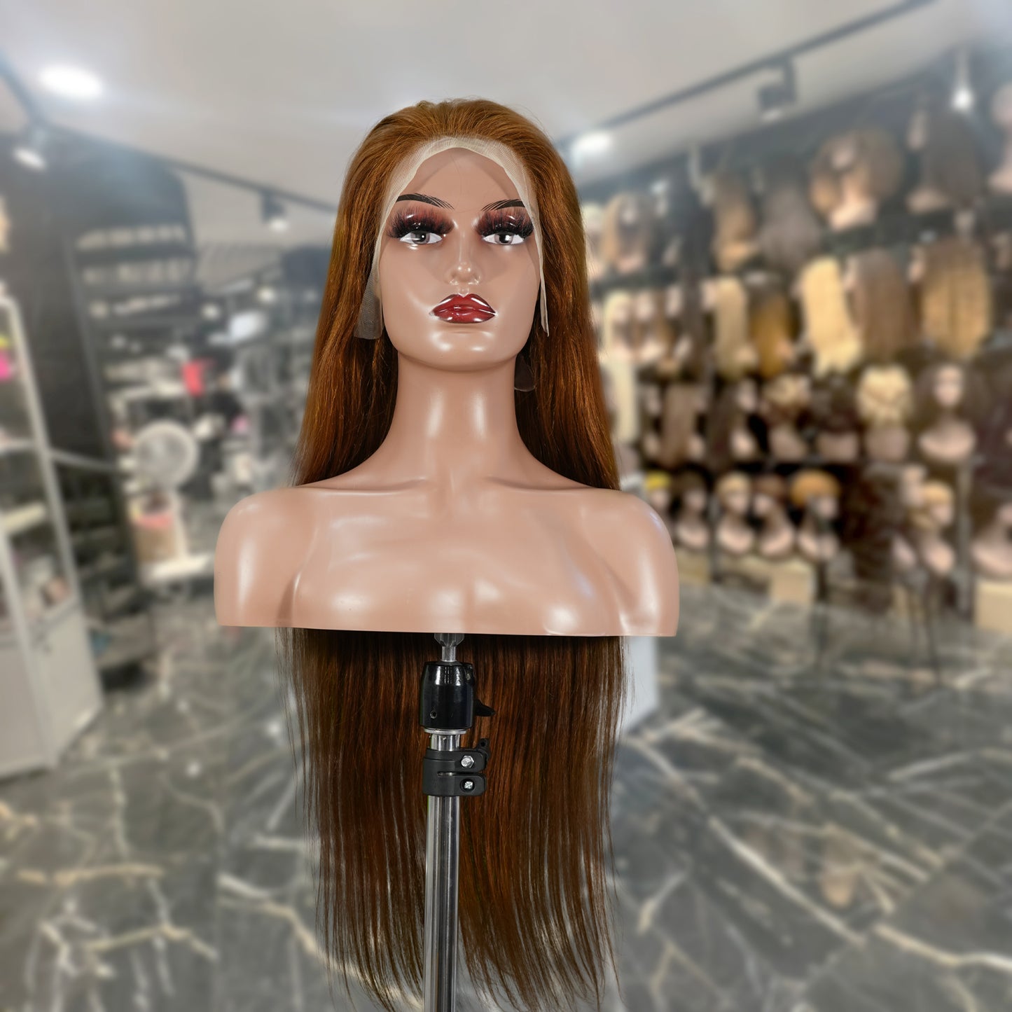 Center Wig 13x4 Straight Lace Front Wig 30 Brown 26 Inch Remy Hair