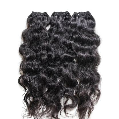 Center Wig Natural Black Single Drawn Indian Hair Bundles