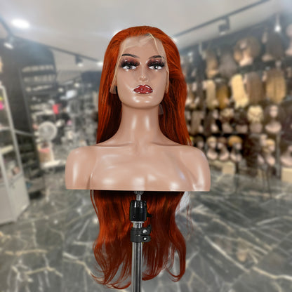 Center Wig 13x4 Straight Lace Front Wig 350 Orange 26 Inch Remy Hair