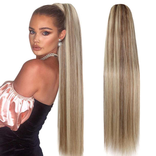Center Wig Asian Raw Hair Straight Ponytail Hair Extensions