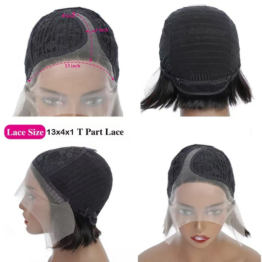 Center Wig Straight T-Wig Remy Hair