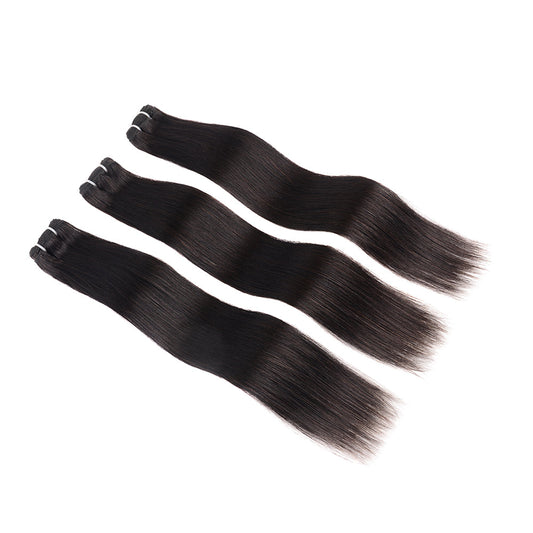 Center Wig Remy Hair Black Straight Bundles Laotian Weaving