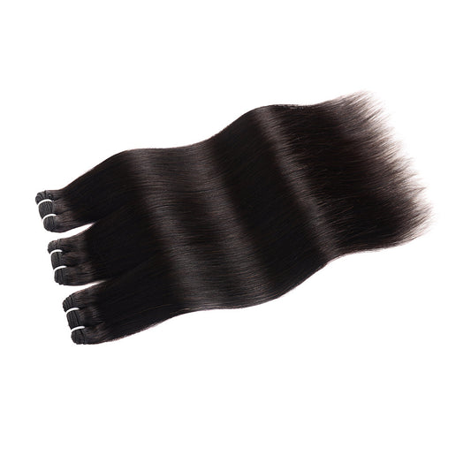 Center Wig Remy Hair Black Straight Bundles Laotian Weaving