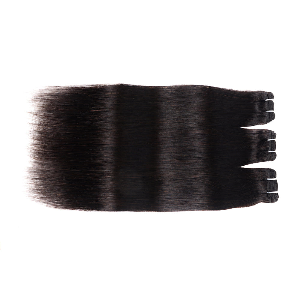 Center Wig Remy Hair Black Straight Bundles Laotian Weaving