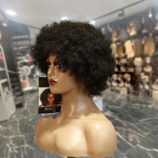 Center Wig Machine-Made Black Wig Remy Hair TC010