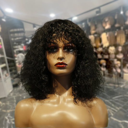 Center Wig Machine-Made Black Wig Remy Hair TC047
