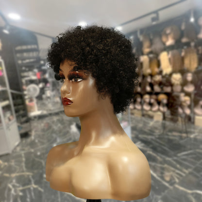 Center Wig Machine-Made Black Wig Remy Hair H023