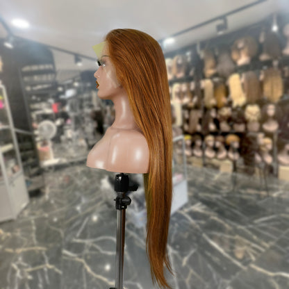 Center Wig 13x4 Straight Lace Front Wig 30 Brown 26 Inch Remy Hair