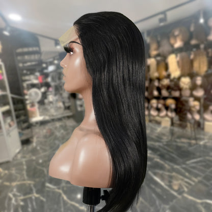 Center Wig Natural Black Remy Hair 5x5 Lace Closure Straight Human Hair Wig