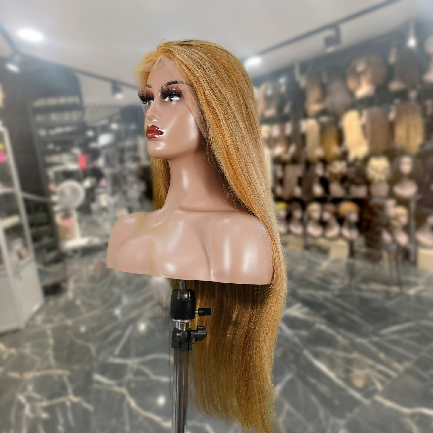 Center Wig 13x4 Straight Lace Front Wig 8&27 Honey Blonde Highlight 26 Inch Remy Hair