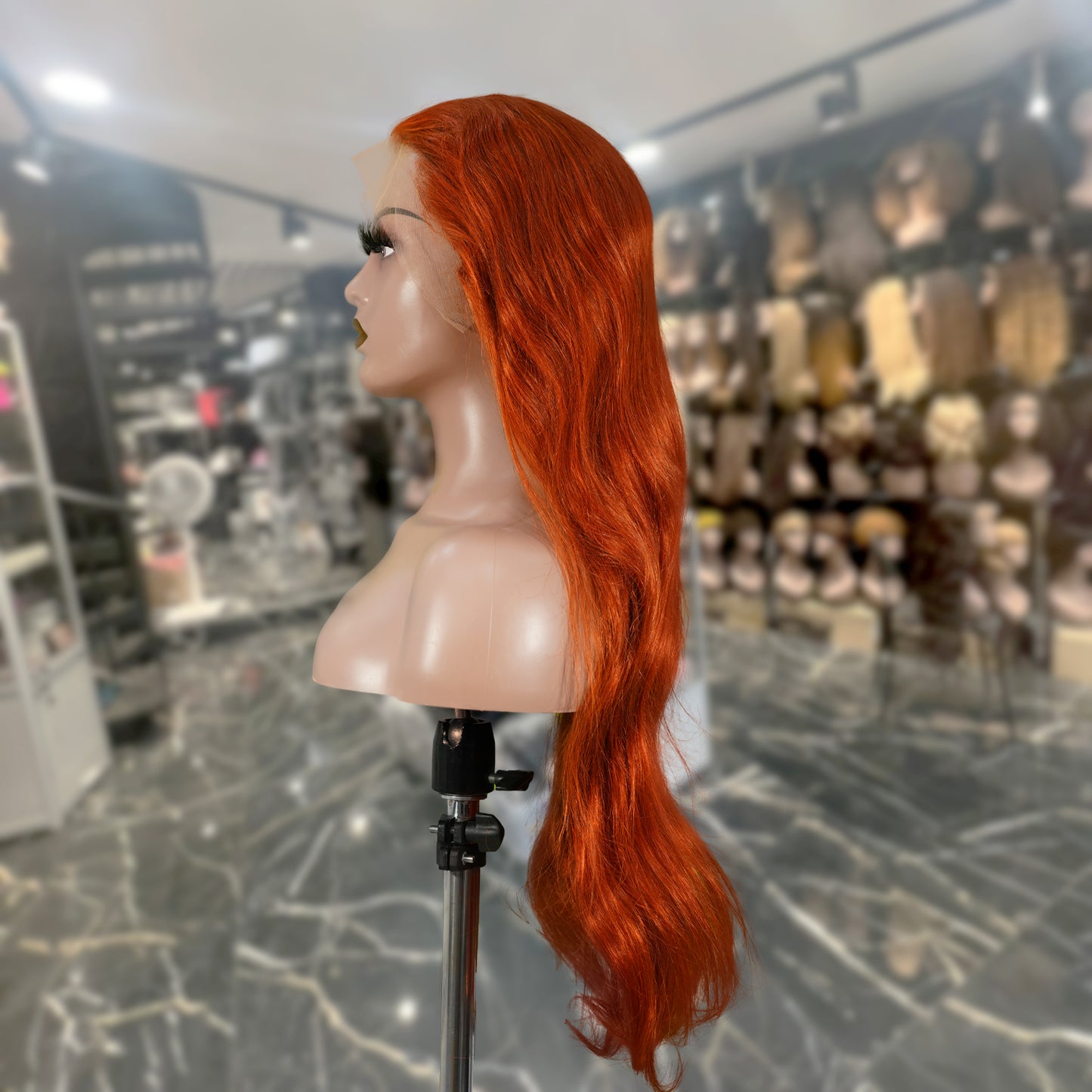 Center Wig 13x4 Straight Lace Front Wig 350 Orange 26 Inch Remy Hair
