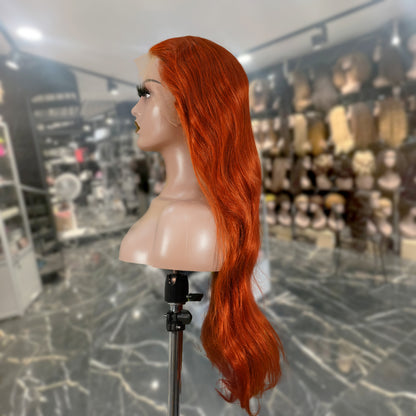Center Wig 13x4 Straight Lace Front Wig 350 Orange 26 Inch Remy Hair