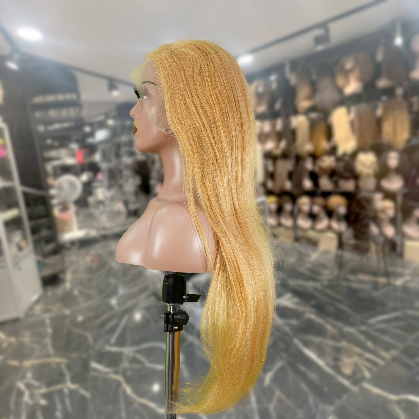 Center Wig 13x4 Straight Lace Front Wig 27 Honey Blonde Remy Hair