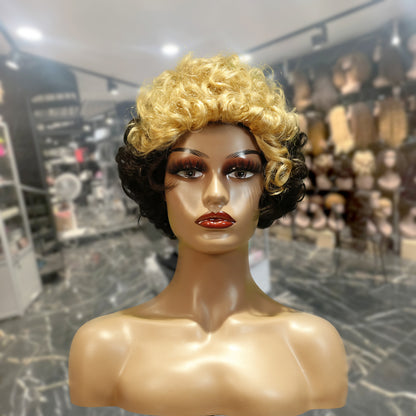Center Wig Machine-Made Black Wig Remy Hair TC004