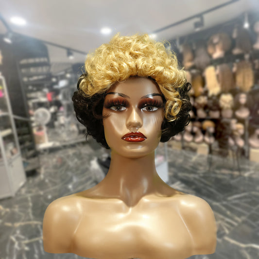 Center Wig Machine-Made Black Wig Remy Hair TC004