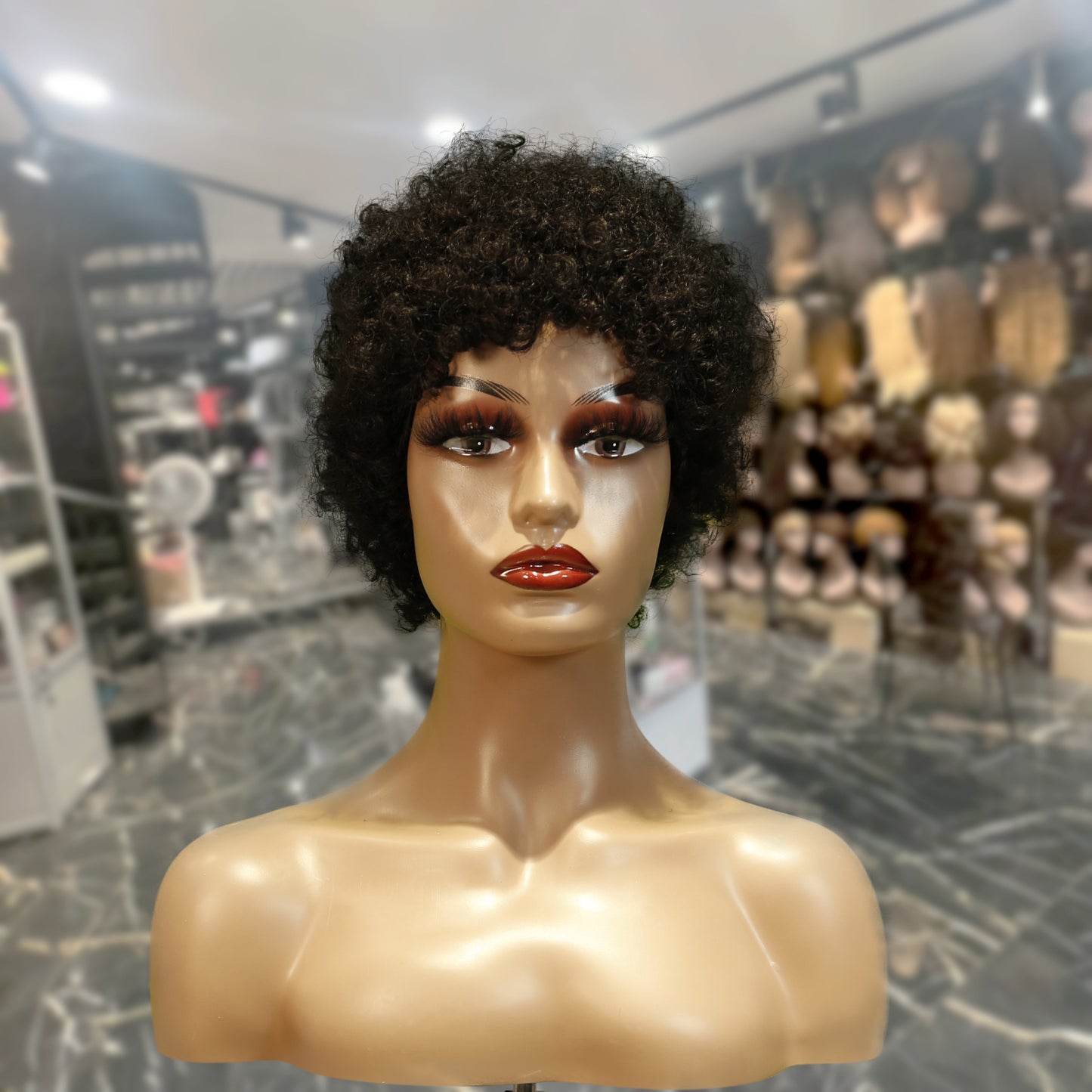 Center Wig Machine-Made Black Wig Remy Hair H023