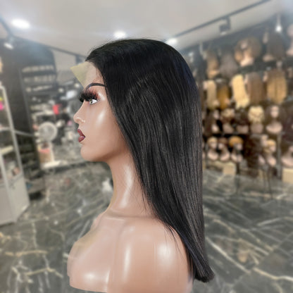 Center Wig Natural Black Remy Hair 5x5 Lace Closure Straight Bob Human Hair Wig
