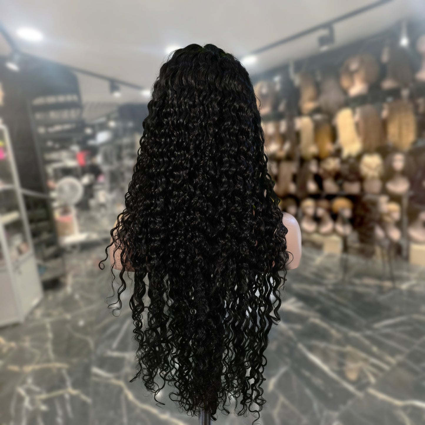 Center Wig 13x4 Deep Wave Lace Front Wig Natural Black Remy Hair