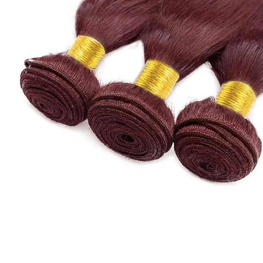 Center Wig Remy Hair 99j Straight Bundles Brazilian weaving
