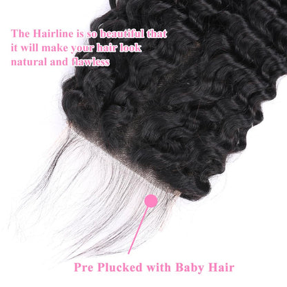 Center Wig Remy Hair 5x5 Deep Wave Closure