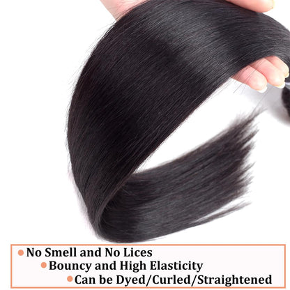 Center Wig Asian Raw Hair Black Straight Bundles
