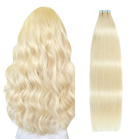 Center Wig Asian Raw Hair #613 Straight Tape In Hair Extensions